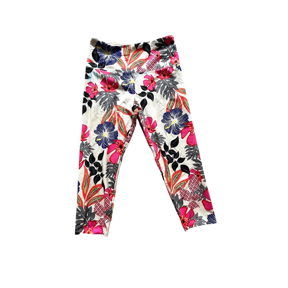 Suavé Women S Capri Leggings Floral Comfort Tummy‑Control Stretch Athleisure EUC